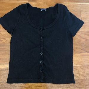 brandy black button down top